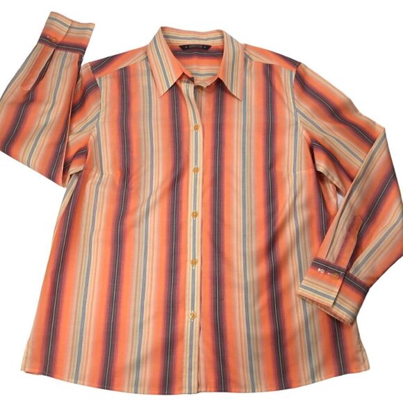 Eterna Excellent Cotton Striped Women's Top Blouse Button Front EUR Size 42 US L - Picture 10 of 10